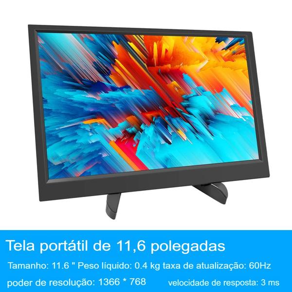 Imagem de "Monitor portátil Tela 11.6"-Mucai, Suporte V , 60Hz, interface tipo C, laptop, Mac, Xbox