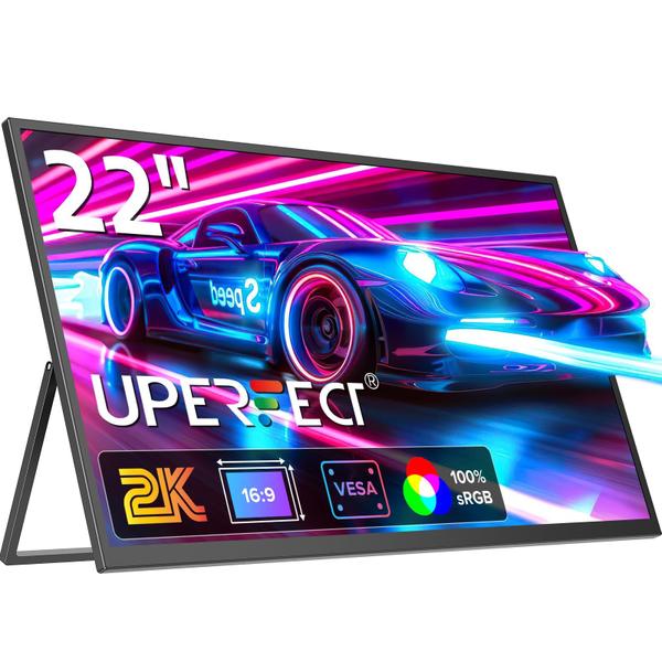 Imagem de Monitor portátil UPERFECT 2K com tela IPS 2560x1440 de 22 polegadas