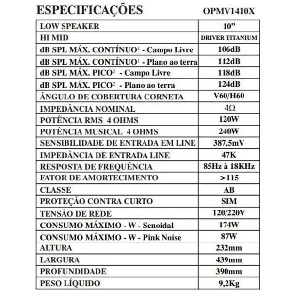 Imagem de Monitor Retorno Ativo Opm-1312X-Pt - Oneal