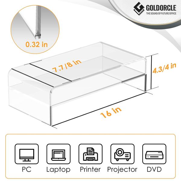 Imagem de Monitor Stand Riser GoldOrcle Acrylic Clear (Big) 12 cm