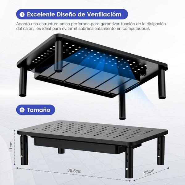 Imagem de Monitor Stand Riser SPOWAY 3 ajustável em altura com armazenamento