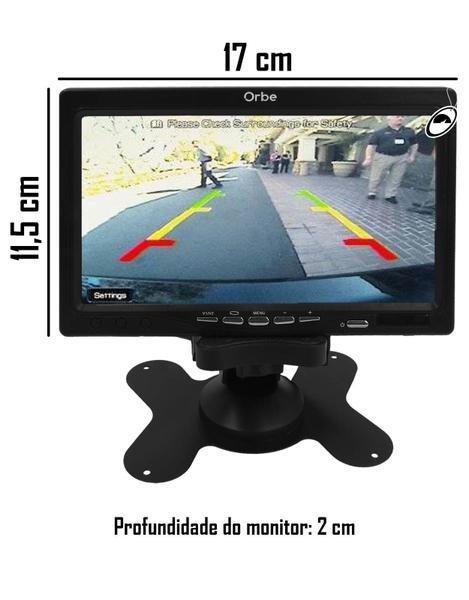 Imagem de Monitor Tela Painel 7" Polegadas Orbe 2 Entradas Vídeo 12V e 24V Carro Vans Ônibus Caminhão