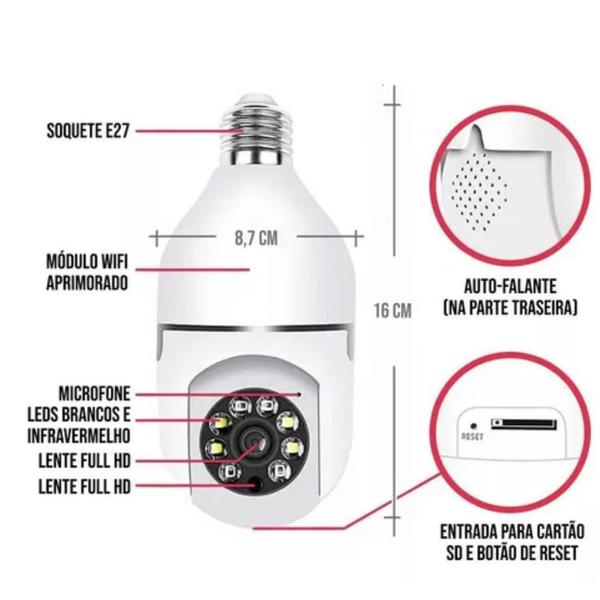 Imagem de Monitoramento discreto: Câmera Lâmpada 360.