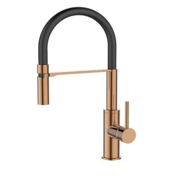 Imagem de Monocomando Cozinha Mesa Bica Flexível Suporte Arco C/ Imã Rose Gold Jiwi