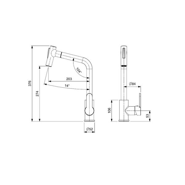 Monocomando de Mesa Para Cozinha com Bica Extraível com 2 Funções Kitchen Celite Imagem de Monocomando de Mesa Para Cozinha com Bica Extraível com 2 Funções Kitchen Celite