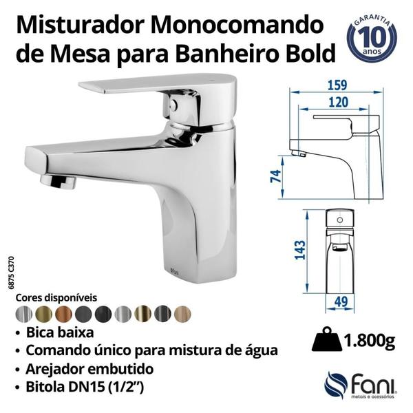 Imagem de Monocomando De Mesa Para Lavatório 6875 Bica Baixa Fani Meta