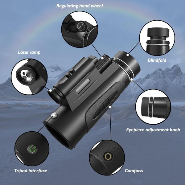 Imagem de Monocular ASXMHgo 80x100 HD com luzes para adultos pretas