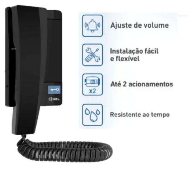 Imagem de Monofone Interfone HDL Advance 1 Botão Preto  Hdl