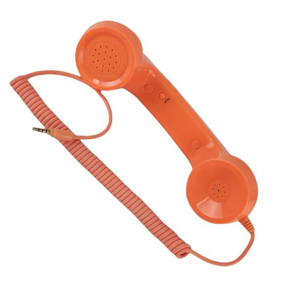 Imagem de Monofone Microfone P2 Kit 4 Und Fone Ouvido Vintage Chamadas Ligaçoes Telefone Audio Smartphone Tablet Portatil Enfeite Retro Laranja