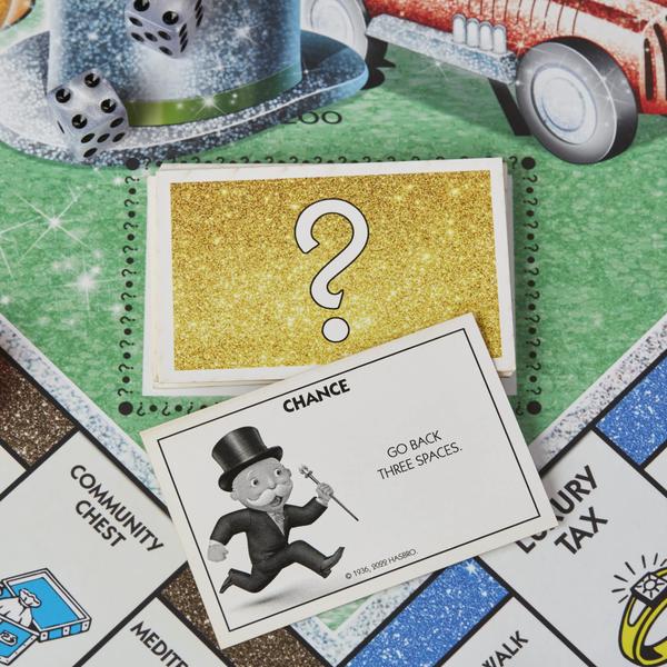 Imagem de Monopoly Sparkle Edition Board Game, Family Games, com Tokens Brilhantes, Dados Perolados, Look Brilhante, (Exclusivo da Amazon)