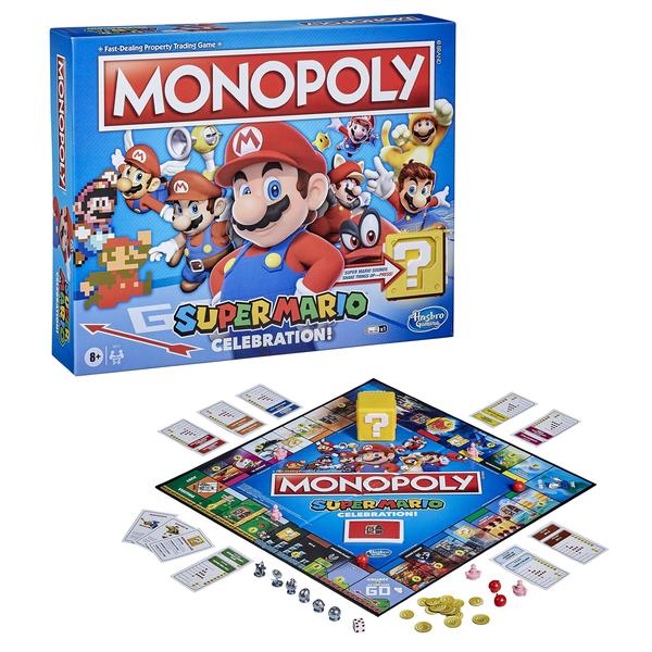 Imagem de MONOPOLY Super Mario Celebration Edition Jogo de tabuleiro para fãs de Super Mario para idades 8 ou mais, com efeitos sonoros de videogame