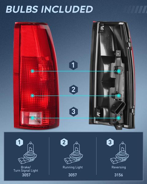 Imagem de Montagem da lanterna traseira Nilight compatível com Chevy GMC C/K Suburban Blazer Tahoe Yukon Cadillac Escalade 1988-2000