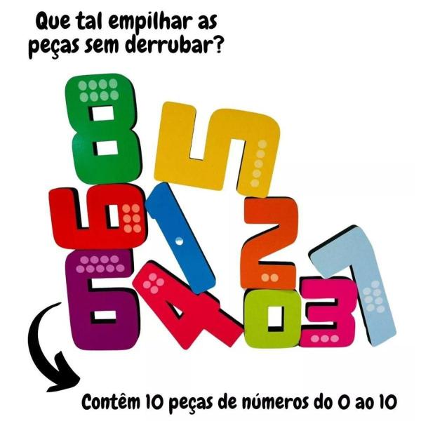 Imagem de Monte E Empilhe Números - Educativo - Madeira -7042 - Babebi