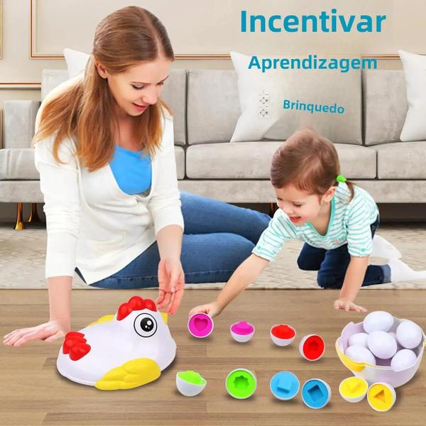 Imagem de Montessori Sensorial Brinquedos Do Bebê 12 Ovos Combinando Cores De Páscoa Formas Classificador