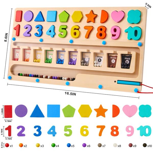 Imagem de Montessori Toys Poycuna 3 em 1 Magnetic Color Number Maze