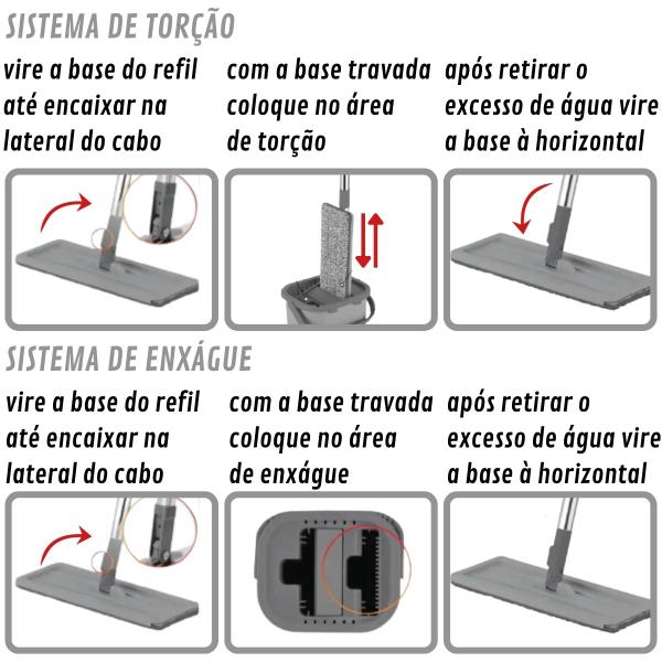 Imagem de Mop Balde Multiuso Lava e Seca Cabo Inox Esfregão Balde Flat Mop 