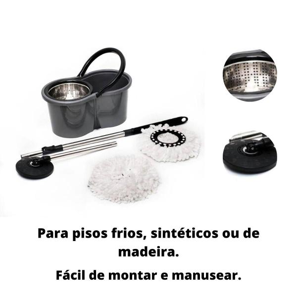 Imagem de Mop Com Centrifuga e Cabo em Inox Com Refil de Microfibra