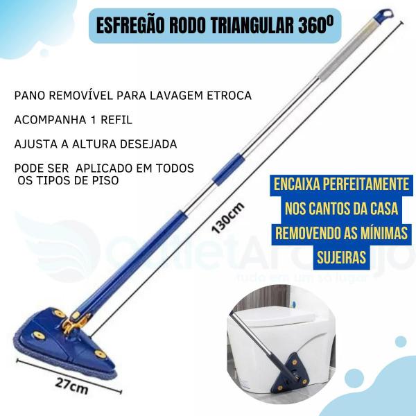 Imagem de Mop De Limpeza Triângulos Ajustável 360 Graus Rotativo