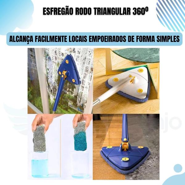 Imagem de Mop De Limpeza Triângulos Ajustável 360 Graus Rotativo