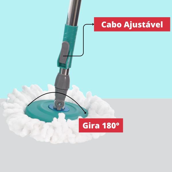 Imagem de Mop Esfregão Centrifuga Cesto 10 Litros Cabo Extensível Giratório Mop Rodo Magico Para Limpeza Em Geral