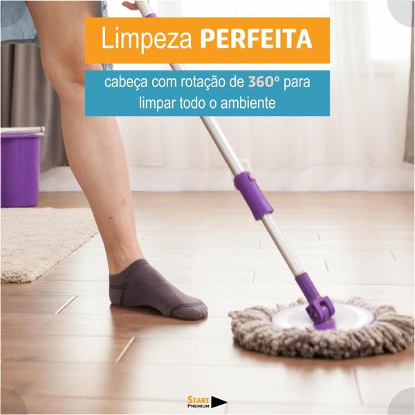 Imagem de Mop Esfregão Com Balde Profissional Doméstico 360 Graus Centrifugação Limpeza Profunda