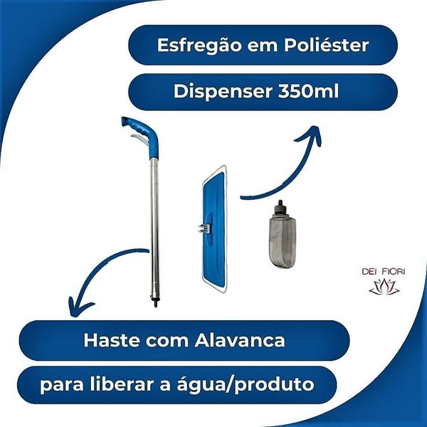 Imagem de Mop Esfregao de Limpeza Flat   Reservatório 350ml Base Articulada Spray Dispenser Jato, Pulverizador