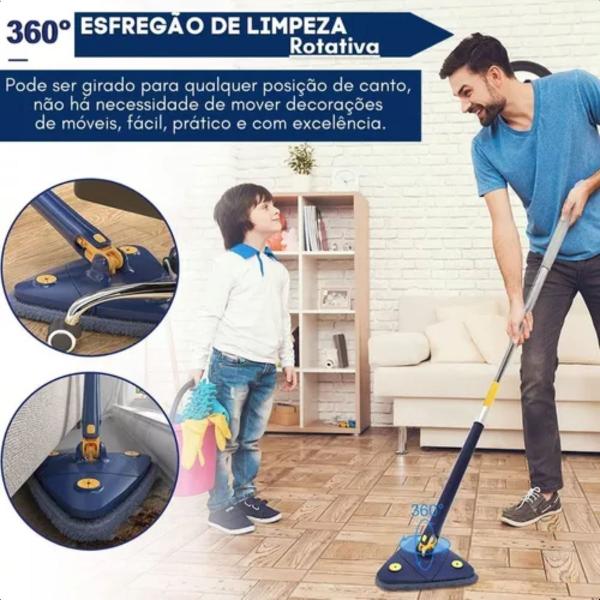 Imagem de Mop Esfregão De Limpeza Triangular Giratório Ajustável 360