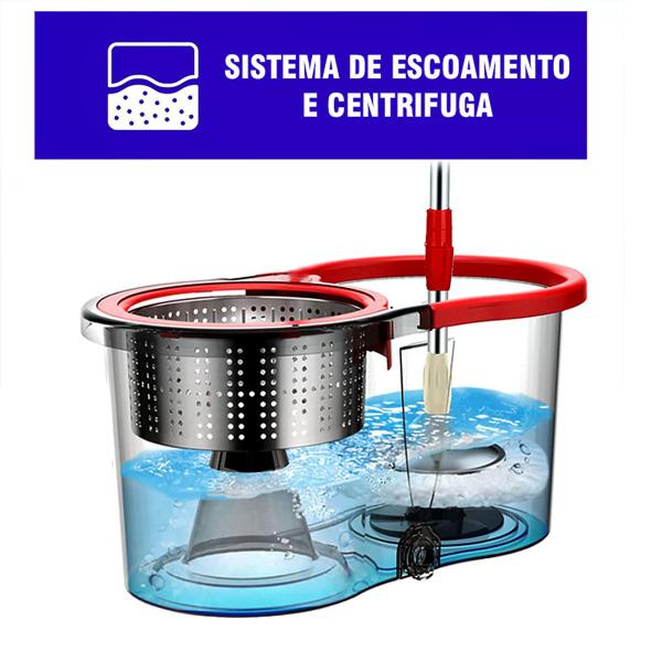 Imagem de Mop Esfregão Giratório de Limpeza Inox