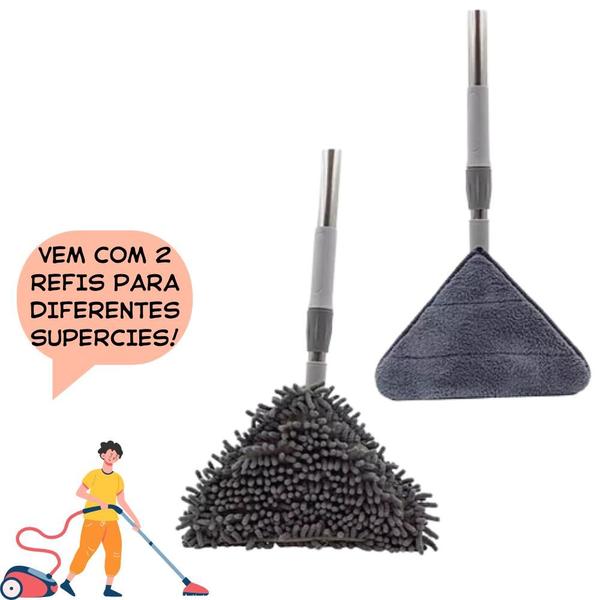 Imagem de MOP Esfregão Mágico Triangular 25cm Cabo Inox 120cm 2 Refis