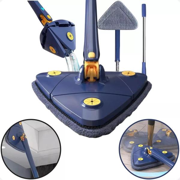 Imagem de Mop Esfregao Triangular 360 Rodo Limpador Vidros Ajustavel: Limpeza Personalizada