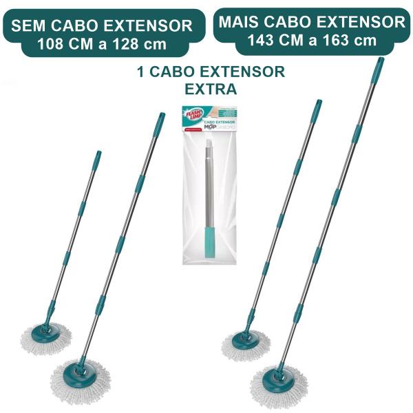 Imagem de Mop Fit  Giratório 2 Refis Microfibra + Cabo Extensor Flash Limp Original