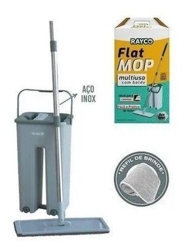 Imagem de Mop Flat Balde 6 Litros Com 2 Refis Com Cabo Extensível Inox Cor Verde