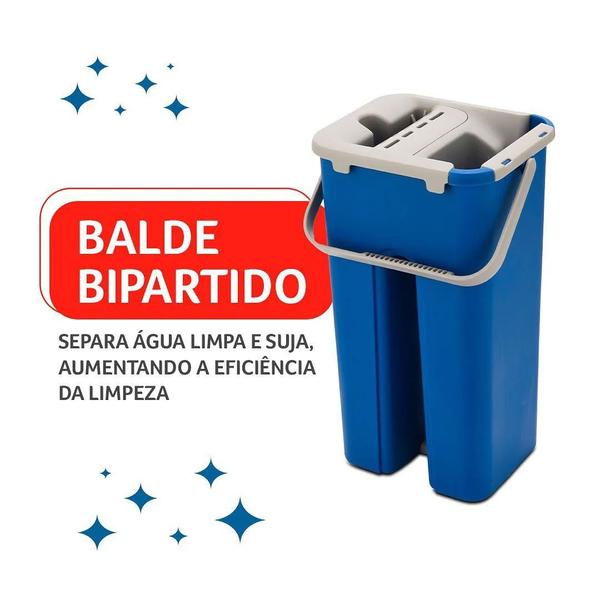 Imagem de Mop Flat Rodo Lava e Seca Balde Limpeza Multiuso