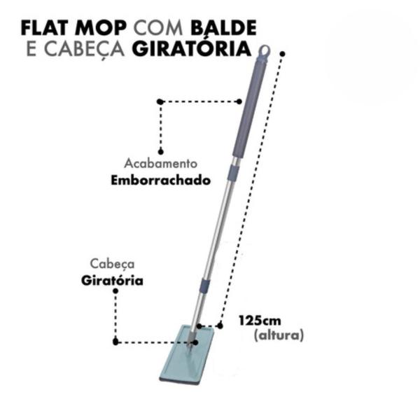 Imagem de Mop Flat Tira Pó Esfregão Com Balde Lava/seca +1 Refilgratis