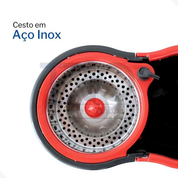 Imagem de Mop Giratório 360 Com Cesto Em Inox Limpeza Geral Esfregão - Camesa