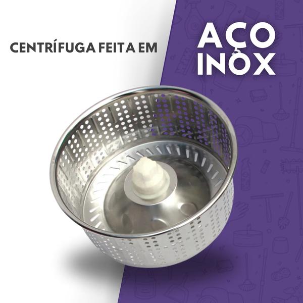 Imagem de Mop Giratório Balde Cesto Inox Escovão + 2 Refis Esfregão 