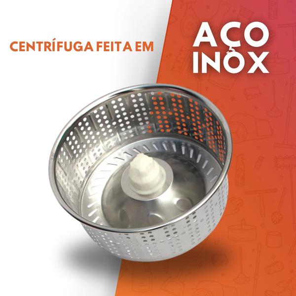 Imagem de Mop Giratório Balde Cesto Inox Escovão + Refil Esfregão 