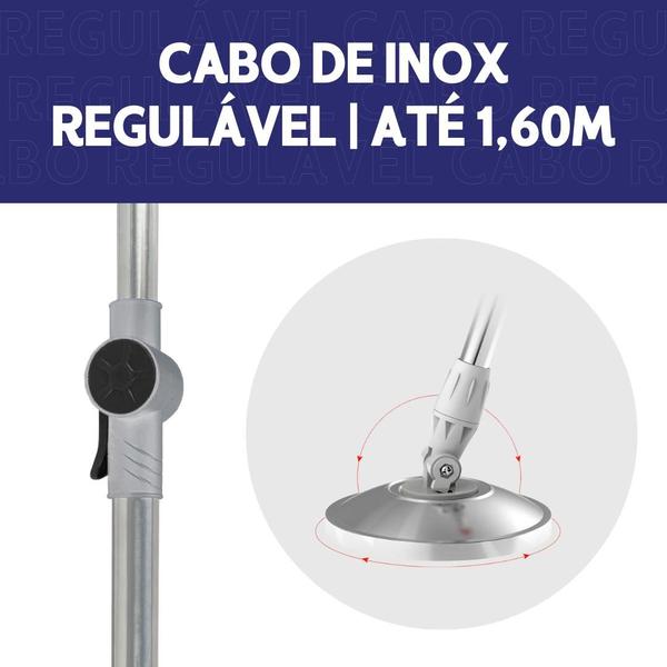 Imagem de Mop Giratório Com Cesto Em Inox Cinza - Cabo 150cm - Completo - Nybc