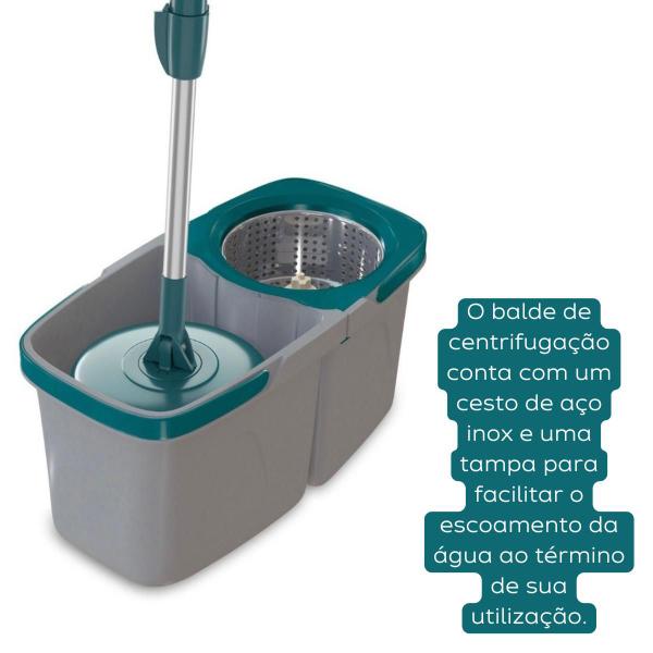 Imagem de Mop Giratório Duas Águas Fit Cesto Inox Flash Limp Original