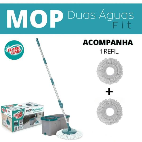 Imagem de Mop Giratório Duas Águas Fit Cesto Inox Flash Limp Original