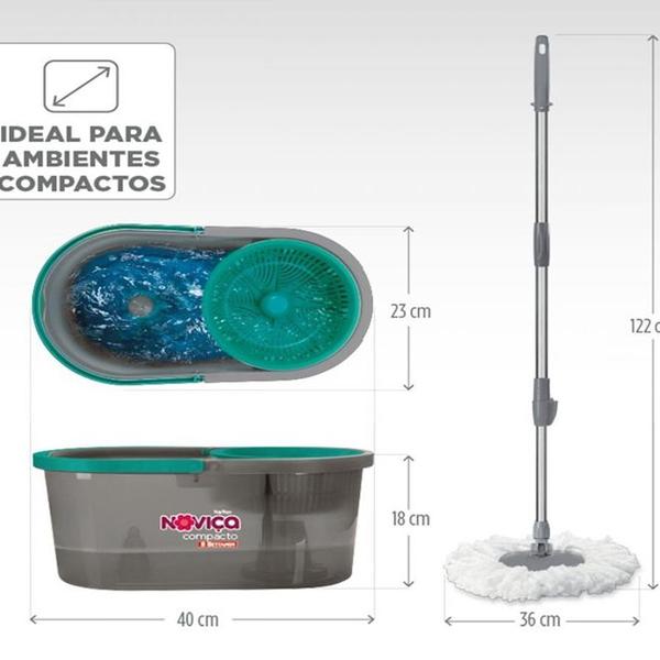 Imagem de Mop Giratório Esfregão com Balde Compacto 10L Noviça Bettanin