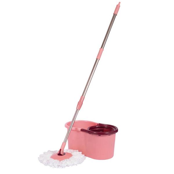 Imagem de Mop Giratório Esfregão Limpeza Prática Balde Centrífuga Pocket 8 Litros Rosa - Mor