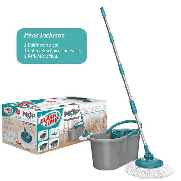 Imagem de Mop Giratório Fit Flash Limp Esfregão 360º Limpeza Original