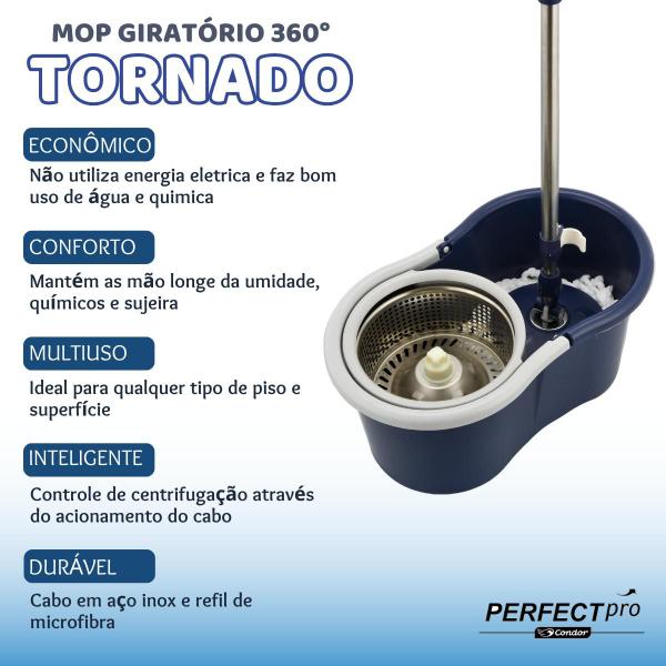 Imagem de Mop Giratorio Tornado Inox 360 Limpeza Esfregao 12 Litros Perfect Condor - Perfect Pro