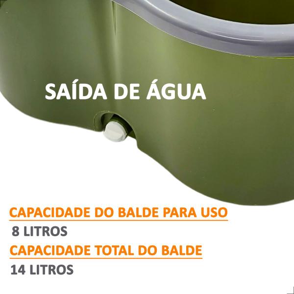 Imagem de Mop INMA Esfreguette Giratório 8L 360 Cesto Inox 3 em 1 Para Limpeza Esfregão Limpa Chão Balde Com Centrifuga + 3 Refis 