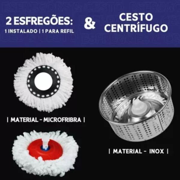 Imagem de Mop Inox 360 Com Esfregão Giratório Grande Cabo