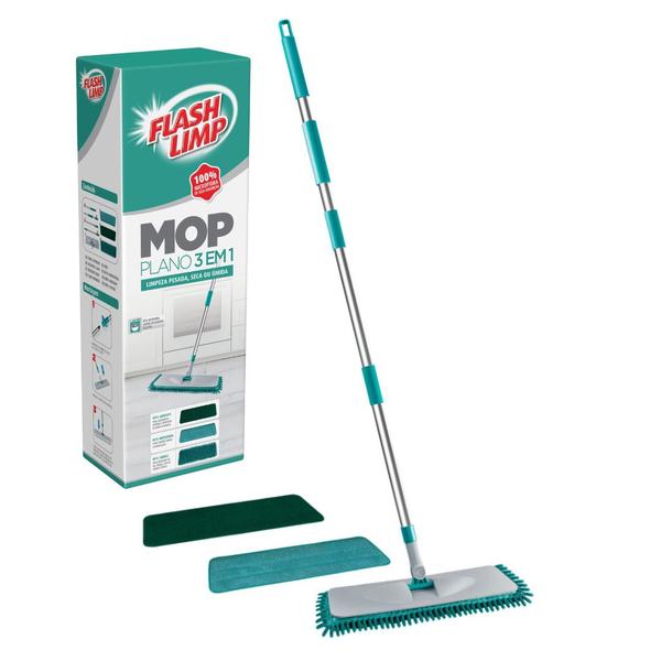 Imagem de Mop Plano 3 em 1 Limpeza Pesada Esfregao Multiuso Seca e Umida Flash Limp MOP0617