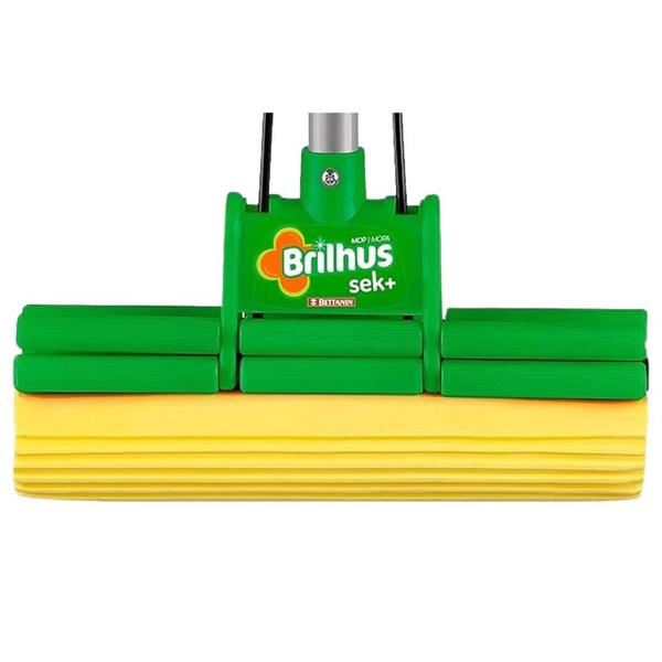 Imagem de Mop Sek com Cabo Retratil, Cor Verde com Amarelo, Linha Brilhus, Bettanin