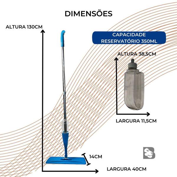 Imagem de Mop Spray com Reservatório Rodo Limpa Magico Microfibra Alto Absorção Esfregão Limpa Piso Azulejo