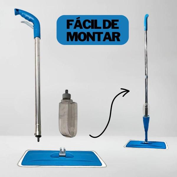 Imagem de Mop Spray Com Reservatório Rodo Mágico Com Refil Esfregão de Limpeza Seca e Molhada Piso Parede Janela Fácil Prático Vas